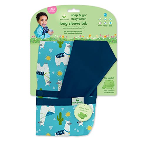Green Sprouts Snap & Go Easy-wear manches longues Bavoir (12-24 mois, Aqua Swan)