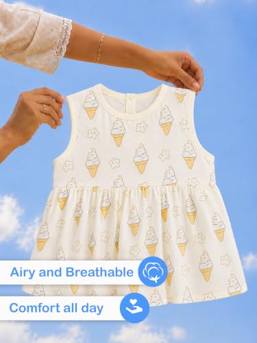 Image of Kidbea Bamboo Cotton Baby Girl Dress, Sleeveless Casual Wear Girls Frock