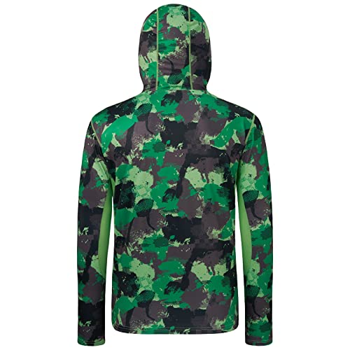 Image of BASSDASH Men's UPF 50+ Fishing Hiking Camo Hoodie Shirt with Face Mask Lightweight Neck Gaiter Long Sleeve
