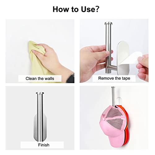 Tririte 3 Pcs Hat Rack For Baseball Caps, 304 Stainless Steel Baseball Cap Hanger For Wall With Hooks, Paste Metal Hat Holder For Closet Door Bedroom Entryroom Laundry #TOP3