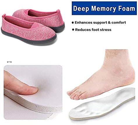 Kuzima Women House Slippers Memory Foam Lightweight Anti-Skid Comfort Cotton Home Shoes Designed (US9-10, Pink) | Image 3