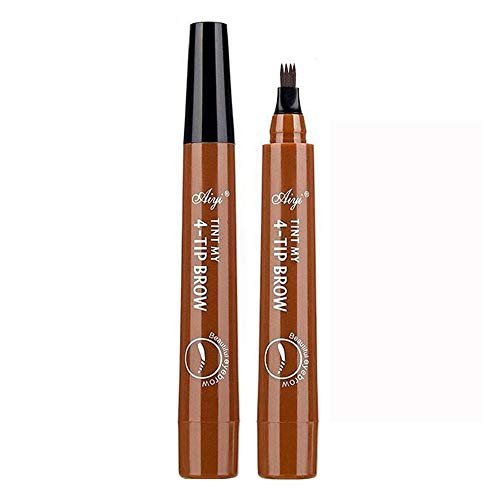 OLOOYA Eyebrow Tattoo Pen Waterproof Microblading Eyebrow Pencil with a Micro-Fork Tip Applicator waterproof lasting color fade eyebrow makeup cosmetics(Light-Brown)