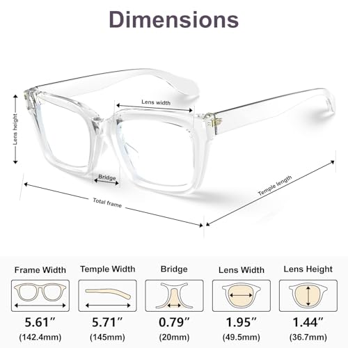 Image of VISOONE Chunky Square Anti Glare UV400 Blue Light Blocking Computer Glasses | 99% Digital Screen Filter Non-Prescription Clear Lens Thick Frame 32g Lightweight Eyewear Office for Men Women MONTANA