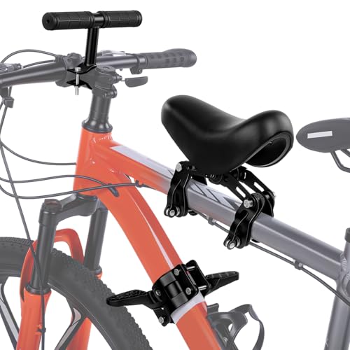 HISUEKIG Silla Bicicleta Delantera Niño con Reposabrazos y Reposapiés   Asiento Infantil para Bici de Montaña, Plegable, Cómodo y Seguro para Niños de 2 6 Años