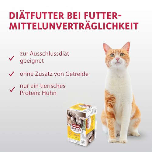 animonda INTEGRA PROTECT Sensitive Huhn Pur (6 x 100 g), Katzen Diätfutter bei Futtermittelallergie, sensitives Katzenfutter für allergische Katzen, Katzennassfutter ohne Getreide