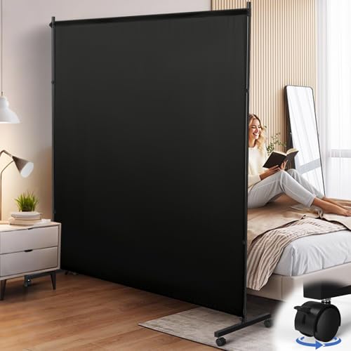 Room Divider, 73x75inch Large Single Panel Privacy Screen with Wheels,Thickened Fabric,Portable Partition Wall for Room Separation,Freestanding Room Separator for Indoor Office,Bedroom,Outdoor Patio