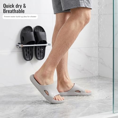Image of Aoowoll Mens Shower Shoes With Holes Dry Quickly Bath Slippers Womens Non Slip Indoor Home Bedroom Pool Spa Guest College Dorm