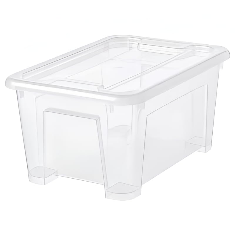 SMARIKA Ikeaa Polypropylene Makeup and Cosmetics storage Plastic Box with Lid Multipurpose (Transparent, 28x19x14 cm), Rectangular