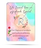 Collar para mujer con letra inicial con Hermosa caja de regalo. Acero inoxidable Colgantes con letras bisutería barata sobre con mensaje original Amigos Novios (R - Plateado - Mediano)