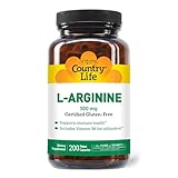 Country Life L-Arginine Caps with Vitamin B-6, 500mg, 200 Vegan Capsules, Certified Gluten Free, Certified Vegan