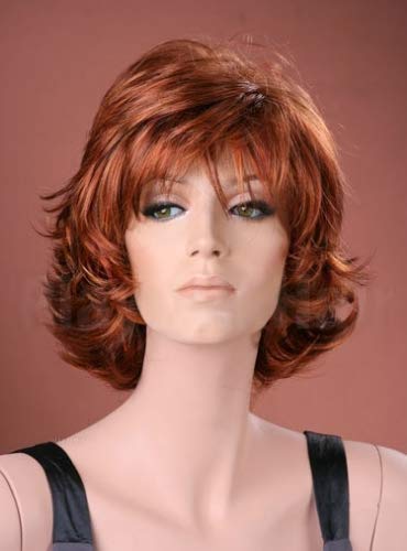 Preisvergleich Produktbild Damenperücke, kurz, mit Federn, Rotbraun