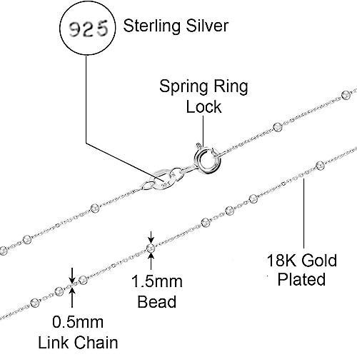 Savlano 925 Sterling Silver 1.5MM Beaded Rosary Miraculous Medallion & Cross Pendant Necklace -18K Gold Plated 19” Inches Y-Necklace Chain for Women, Religious Jewelry Comes with Gift Box - Made in Italy3