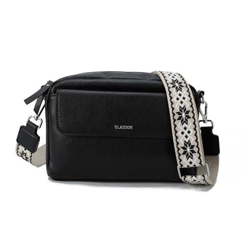 Gladdon Small Crossbody Bags for Women Trendy Shoulder Purse with Wide Strap Black