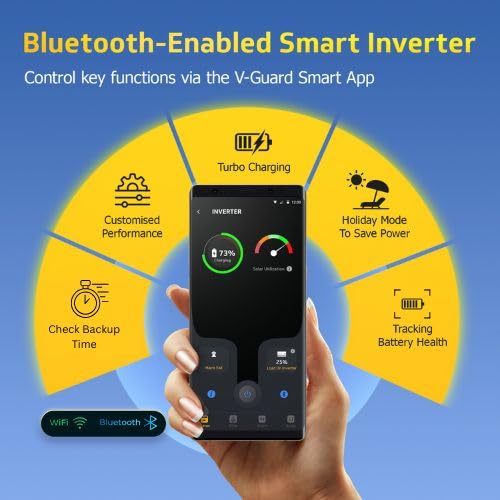 Image of V - Guard Smart Inverter & Battery Combo (Smart Pro 1200 S Solar Inverter with VT 200 (200Ah Tall Tubular Battery)) for Home, Office & Shops
