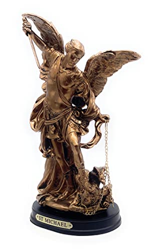 Estatua de San Miguel Arcángel Resina Bronce 8.5 in miniatura 4