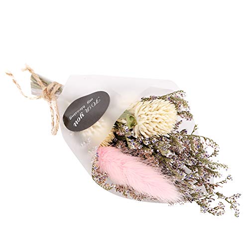 Junluck Flor seca natural, três cores disponíveis buquê floral presente para decoração de casamento