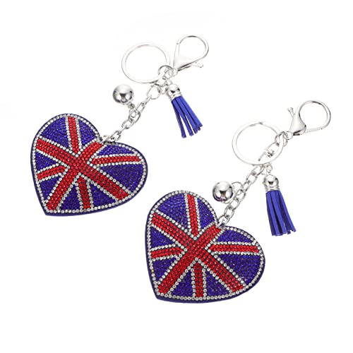 jojofuny 2 Uds. Llavero con Bandera Reino Unido Llavero con Bandera Británica de Diamantes de Imitación Llaveros de Londres Llaveros de Recuerdo Reino Unido Llavero de Metal Cover