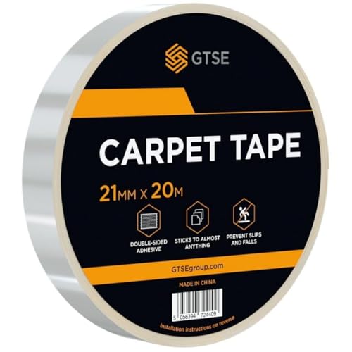 GTSE Extra Strong Double-Sided Carpet Tape, 21mm x 20m – Heavy-Duty Rug Gripper Tape for Home & Professional Use – Residue-Free Removal, Multi-Surface Adhesion Carpet Tape Roll