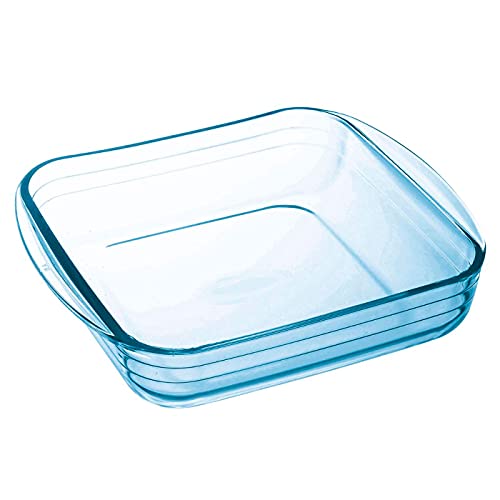 Tradineur - Fuente para horno cuadrado - Fabricado en Vidrio - Apto para microondas, congelador y lavavajillas - 1 Litro - 5,7 x 19,5 x 17 cm