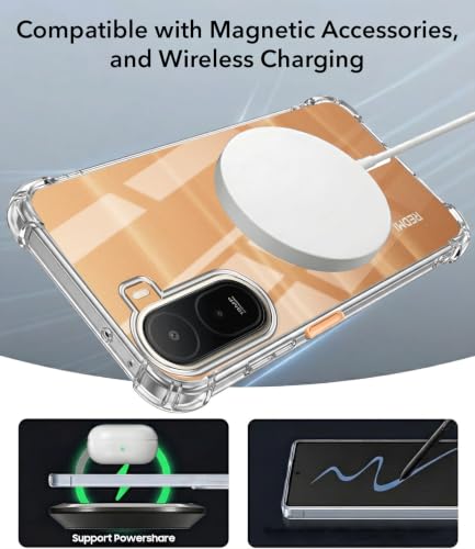 Image of Jkobi Shockproof Crystal-Clear Back Cover for Redmi A7 Pro 4G|5G (Magsafe Wireless Support | Drop & Camera Protection | Hard Polycarbonate)