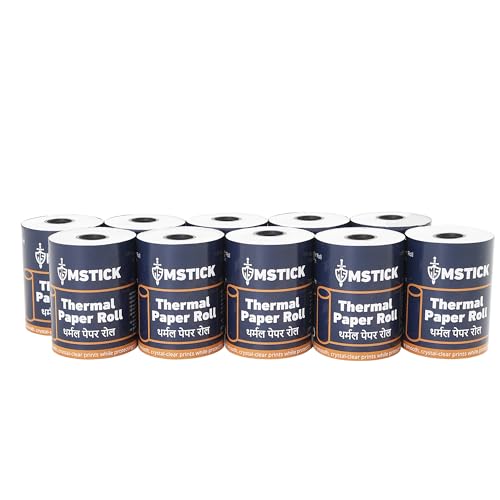 Image of MSTICK Premium Thermal Receipt Paper Rolls - 58mm (2 Inch) x 25 Meter - POS Billing Paper - Pack of 10 Rolls