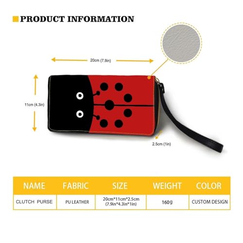 Image of Bulopur Ladybugs Print Womens Wristlet Wallet PU Leather Waterproof Ladies Purses Handbag Zip Around Coin Cash Clutch Card Organizers Gifts for Girlfriend