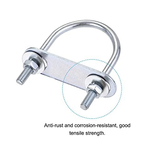 Image of METALLIXITY U Bolts 4 Sets (M6x42x70mm), Round U Bolt Steel with Accessories - for Construction, Pipe