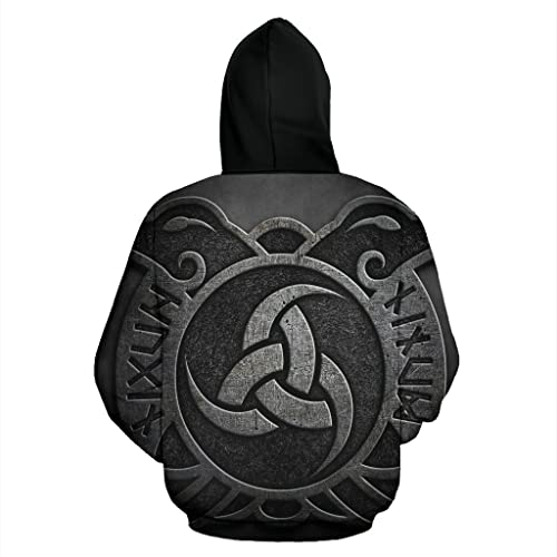 Sweat capuche homme motif celte noir avec impression 3D durable