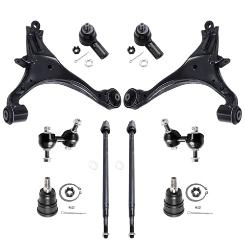 Image of Detroit Axle - Front End 10pc Suspension Kit for 01-05 Honda Civic Acura EL 2001 2002 2003 2004 2005, 2 Lower Control Arms 2 Ball Joints 4 Outer & Inner Tie Rods 2 Stabilizer Sway Bars Replacement
