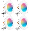Sunco 4 Pack LED Recessed 6 Inch, Smart RGBW Color Changing Can Lights, High Brightness 1200 LM, 14W, Retrofit Installation, Compatible with Amazon Alexa & Google Assistant - UL
