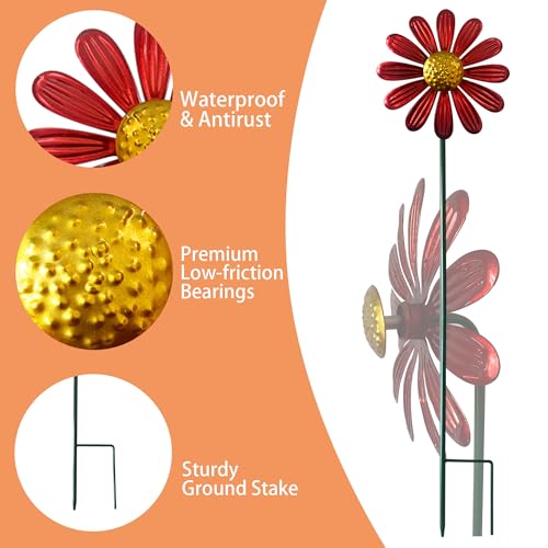 50% Off 5pcs Metal Flower Wind Spinners for Garden Decor