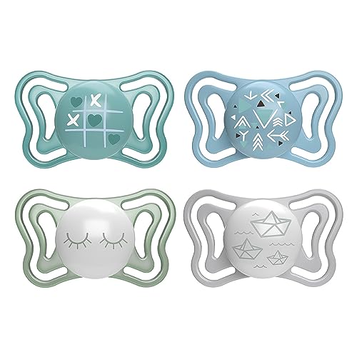 Chicco PhysioForma Succhietto Light 16-36 Mesi, Ciuccio con Tettarella in Silicone, Supporta la Respirazione Fisiologica Offerta convenienza, Set da 4 PZ, Azzurro e Lumi Offerta convenienza
