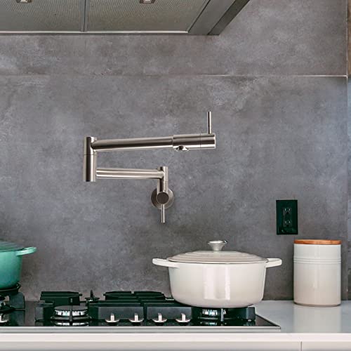 Besdor Pot Filler Faucet Stainless Steel Brushed Nickel Pot Filler Faucet Wall Mount With Double Joint Swing Arms thumb #6