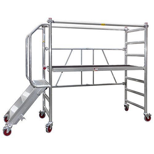 Jumbo® Aluminium Falt-Gerüst Klapp-Gerüst fahrbar Arbeits-Bühne faltbar klappbar Plattform-Höhe 0,5-1,0m mit Treppe Jumbo® Aluminium Falt-Gerüst Klapp-Gerüst fahrbar Arbeits-Bühne faltbar klappbar Plattform-Höhe 0,5-1,0m mit Treppe