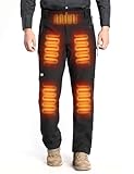 ANTARCTICA GEAR Heated Pants for Men, with 12V Battery, 5-Zone Heating Softshell Outdoor Trousers Hiking Pants Black