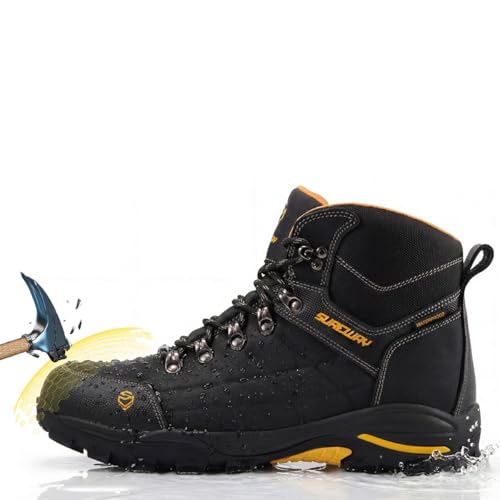 Image of SUREWAY Men's 6 Inch Waterproof Steel /Soft Toe Leather Work Boots | Durable comfortable slip resistant outsole, ideal for construction, roofing, hunting and daily job site wear