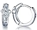 Unendlich U-Pendientes de aro de plata de ley 925 con circonitas cúbicas para mujeres y niñas (oso)