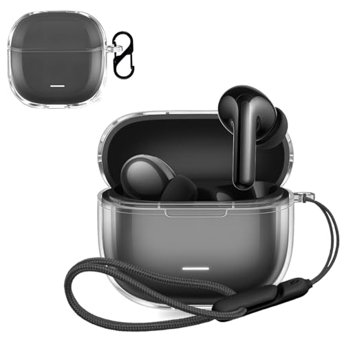 For Redmi Buds 8 Lite �p �P�[�X �J�o�[ �yNOUKAJU�z ���C�����X �C���[�z�� TPU �ی�P�[�X �i�J���r�i�t��+�X�g���b�v�t�� �j �����h�~ �L�Y�h�~ �ϏՌ� �����[�d�\ �h�� �h�o (�N���A)