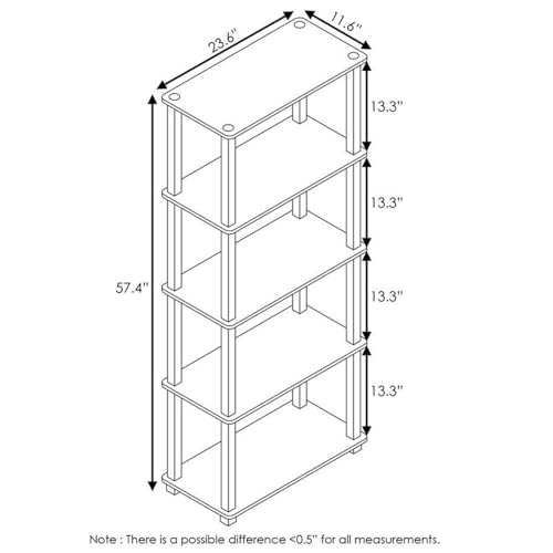 Image of Furinno Turn-N-Tube 5-Tier Multipurpose Shelf / Display Rack / Storage Shelf / Bookshelf, Square Tubes, Pink /White
