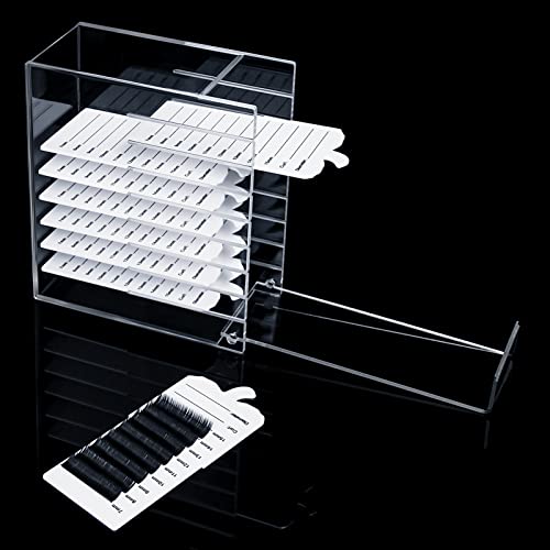 MISMXC 8 Layers Acrylic Clear False Eyelash Organizer Case,Professional False Eyelash Storage Box Transparent Lash Makeup Display Container for Eyelash Extension Supplies