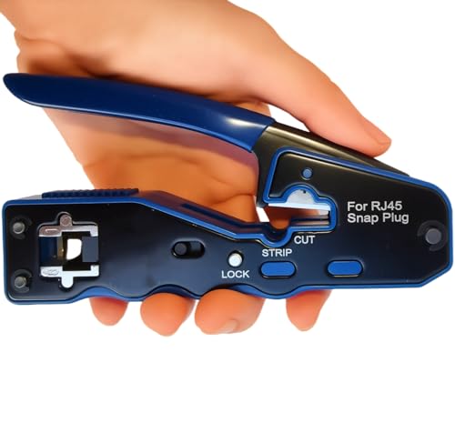 RJ45 Crimp Tool 8P RJ45 Crimping Tool Pass Through Ethernet Crimper for Cat5e Cat6 Cat6a 8P8C Modular Connectors Crimping Tool (Blue)