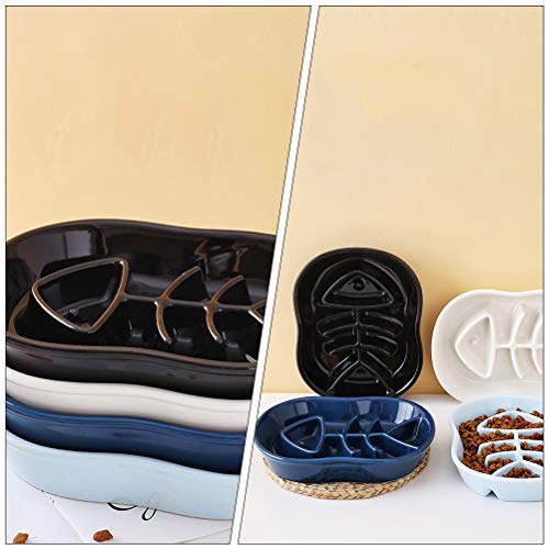 TEHAUX Tigela lenta para alimentação de gatos Tigela de cerâmica para evitar asfixia de animais de e