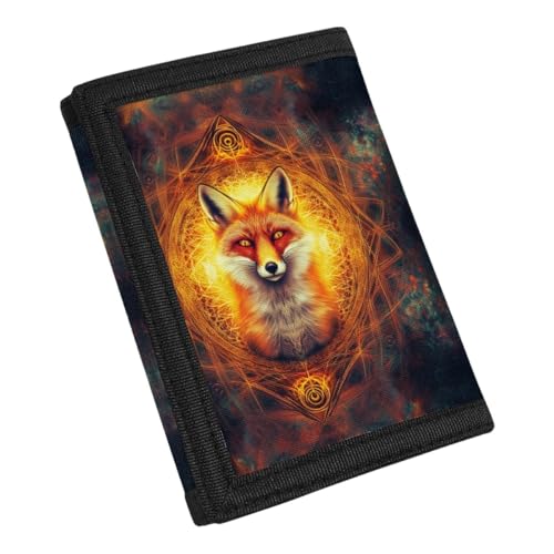 GLUDEAR Girl Boy Cool Wolf Wallet Trifold Kids Wallet Coin Pocket Card Holders Wallet Money Organizer,Moon Mandala Fox4