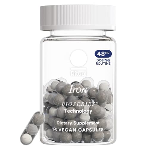 Ritual Iron Supplement to Support Low Iron Levels 60 mg | 48-hour Dosing Routine with BioSeries™ Technology plus Vitamin A and C. Designed for Optimal Absorption and Minimal GI Discomfort* 15 Servings