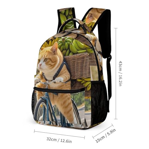 Cats Ride Bikes to Deliver Bananas Backpack Set 3 Piece, Durable Backpack Insulated Lunch Bag Portable Pencil Case for Men Women2