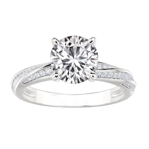 1-3 Carat Round Cut Moissanite Engagement Rings for Women Moissanite Rings Customizable 10K Gold/14K Gold/18K Gold/925 Sterling Silver Promise Rings for Her Free Engraving