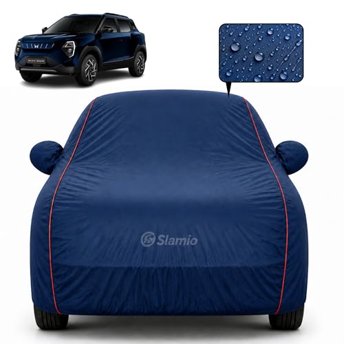 Image of Premium 100% Waterproof Car Cover for Mahindra XUV 3XO EV Model | All-Weather, UV & Dust Protection | Heavy-Duty 3-Layer Fabric | Custom Fit with Mirror & Antenna Pockets | Navy Blue