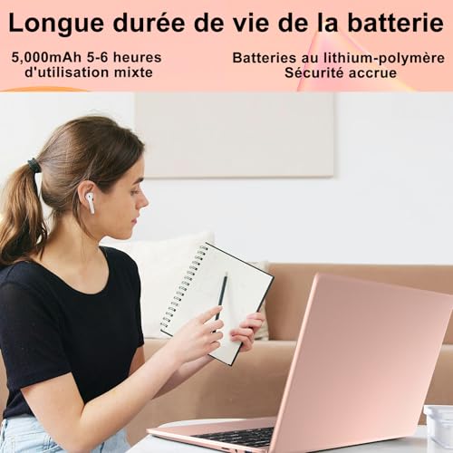 Ordinateur Portable 256Go SSD Soutien Extension 1TB Pc Portable 14 Pouces Celeron N4020 Pas Cher FHD 1080 Laptop avec 5G WiFi BT4.2 inclut Souris sans Fil&AZERTY Clavier Couverture-Or – Image 5