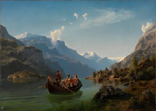 Impression d'art Adolph Tidemand, tableau de maître Procession nuptiale sur le Hardanger en 60x90