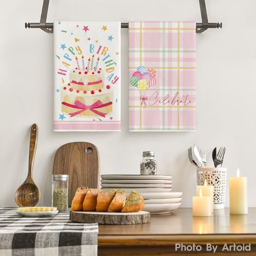 Artoid Mode DISHTOWEL-BIRTHDAY-4075-4PC-002 Cake Balloons Happy Birthday Kitchen Towels Dish Towels thumb #1